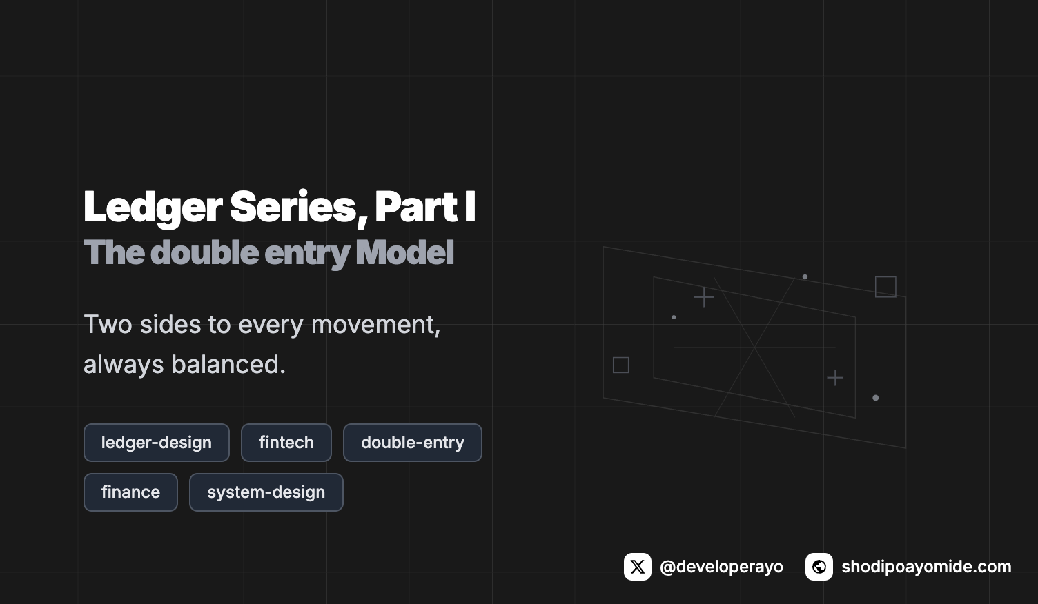 Ledger Series, Part I: The double entry Model